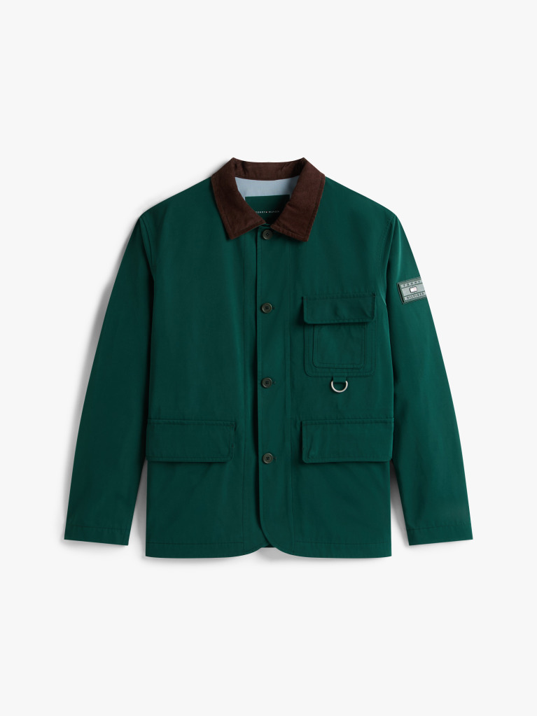 Green Corduroy Collar Water Resistant Windproof Jacket  Men