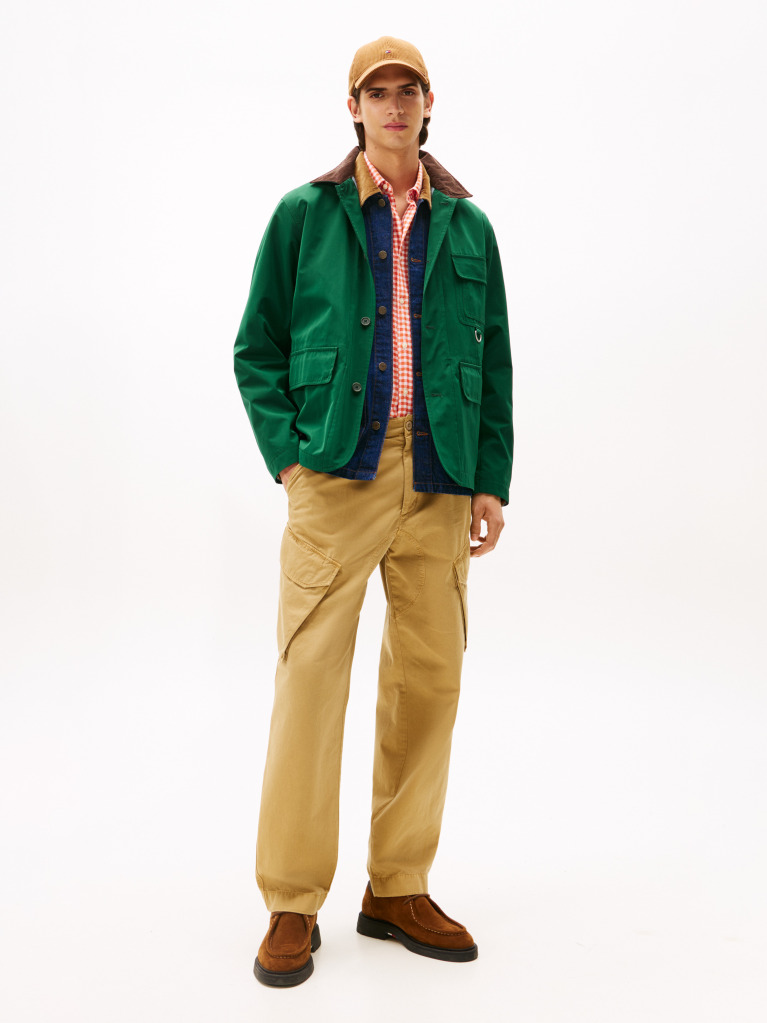 Green Corduroy Collar Water Resistant Windproof Jacket  Men