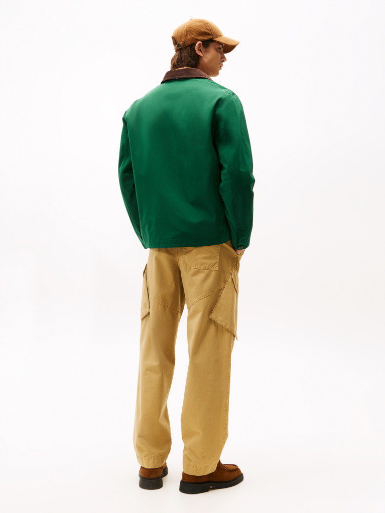 Green Corduroy Collar Water Resistant Windproof Jacket  Men