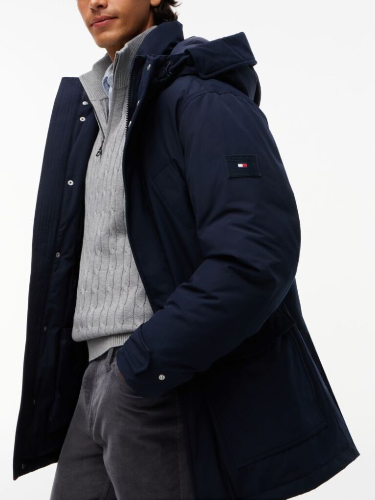 Blue Water Repellent Down Hooded Rockie Parka  Men