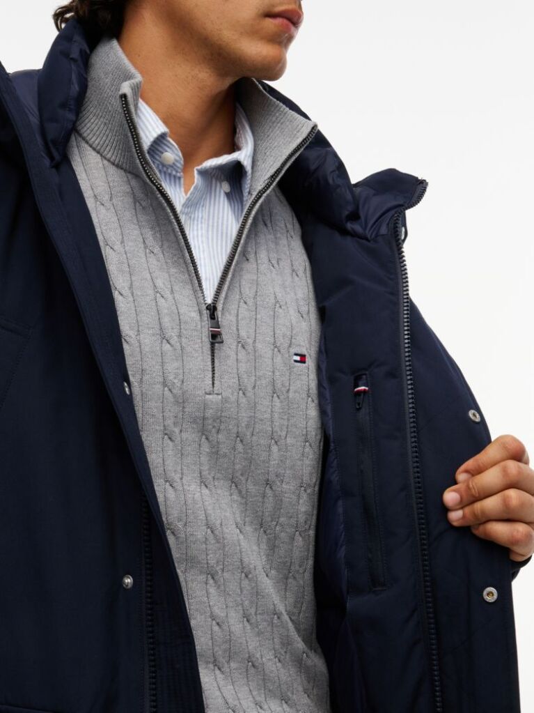 Blue Water Repellent Down Hooded Rockie Parka  Men