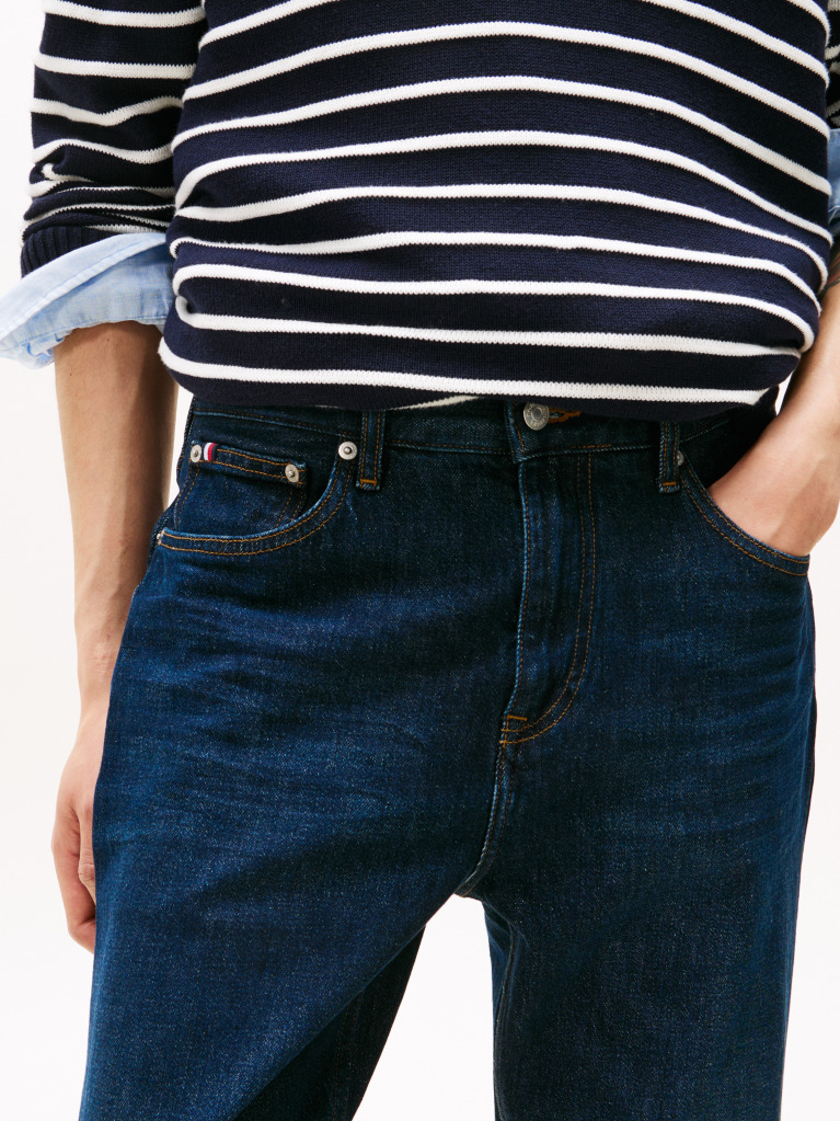 Blue These jeans have a classic straight-leg shape and feature subtle fading on the thighs for a lived-in appearance.  Men