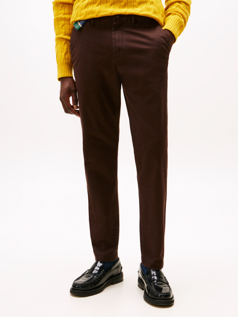 Brown Harlem Tapered Leg Twill Chinos  Men
