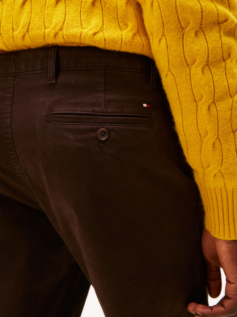 Brown Harlem Tapered Leg Twill Chinos  Men