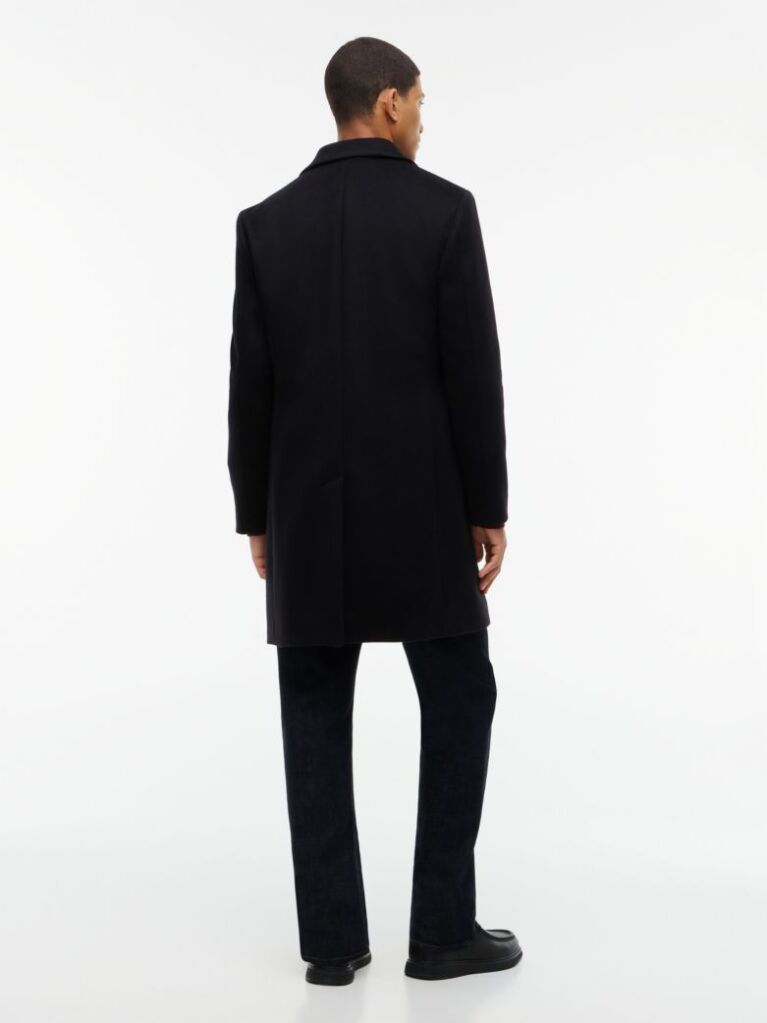 Μαύρο Smart Casual Μάλλινο Παλτό Με Μονή Σειρά Κουμπιών  Άνδρες