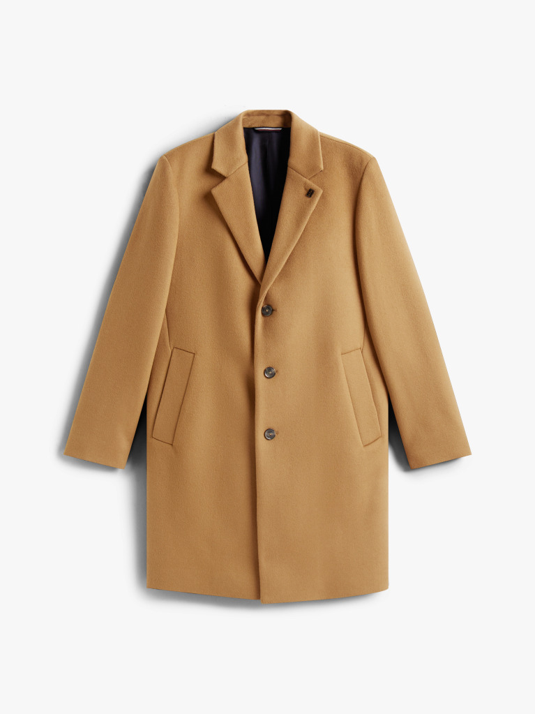 Brown Smart Casual Wool Blend Single Breasted Coat  Men