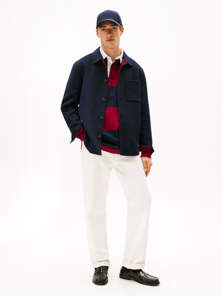 Μπλε Smart Casual Μάλλινο Τζάκετ Σε Στιλ Πουκάμισο  Άνδρες