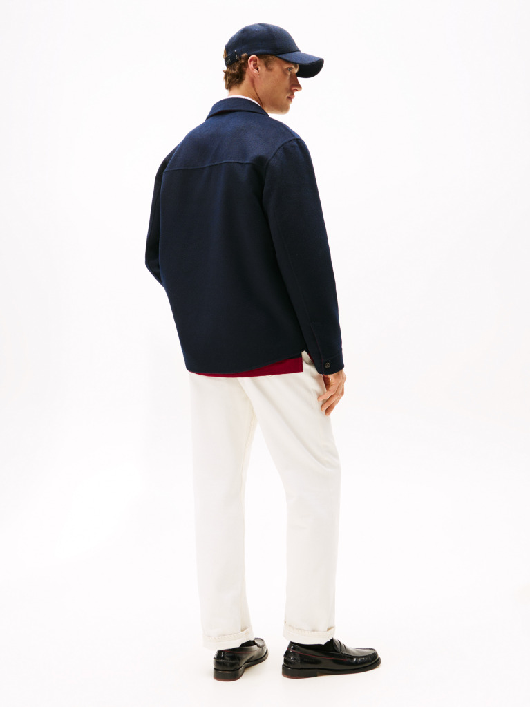 Μπλε Smart Casual Μάλλινο Τζάκετ Σε Στιλ Πουκάμισο  Άνδρες