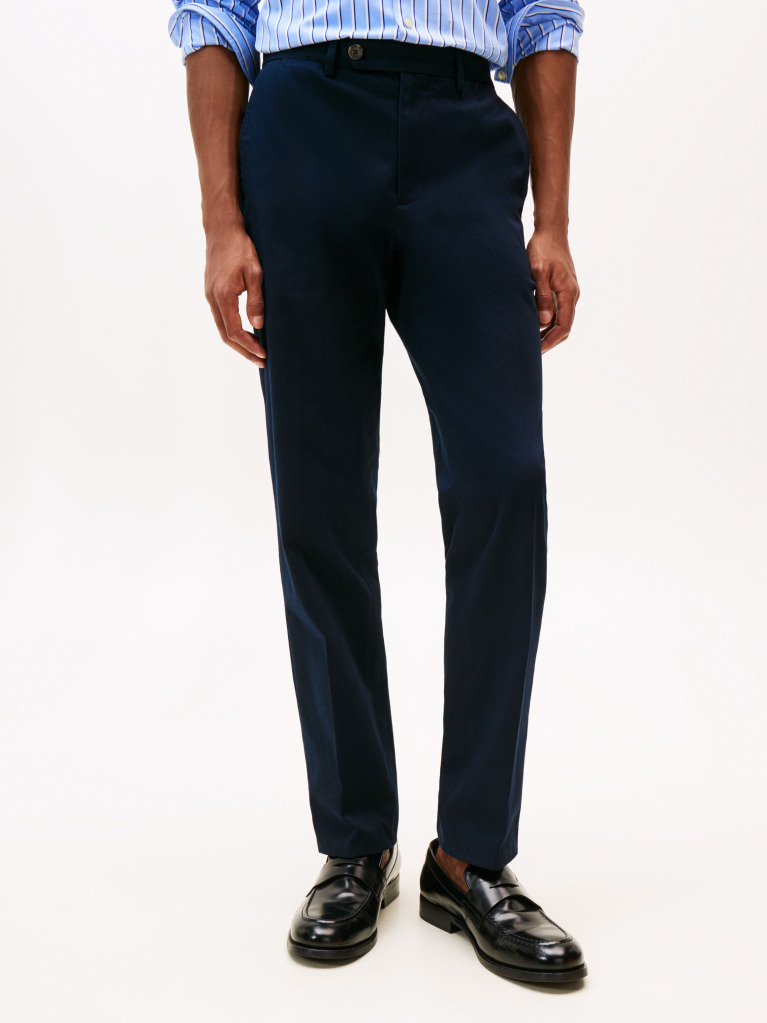 Blue Smart Casual Denton Straight Chinos  Men