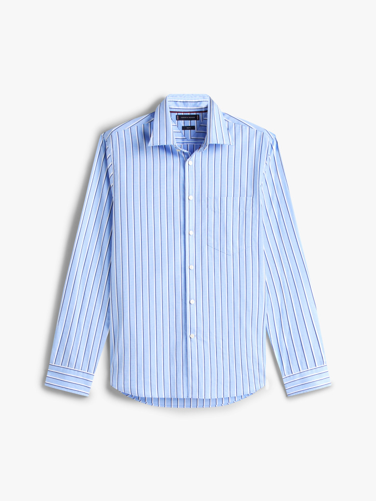 Multi Smart Casual Slim Fit Stripe Poplin Shirt  Men