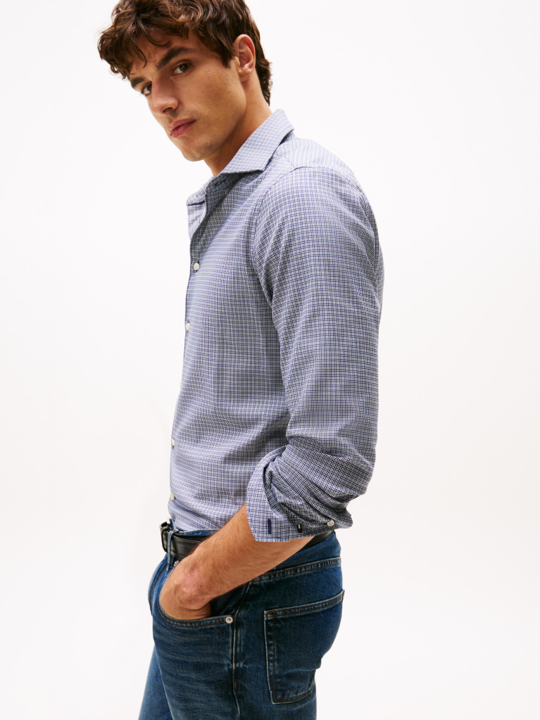 Multi Smart Casual Καρό Dobby Πουκάμισο Σε Slim Γραμμή  Άνδρες