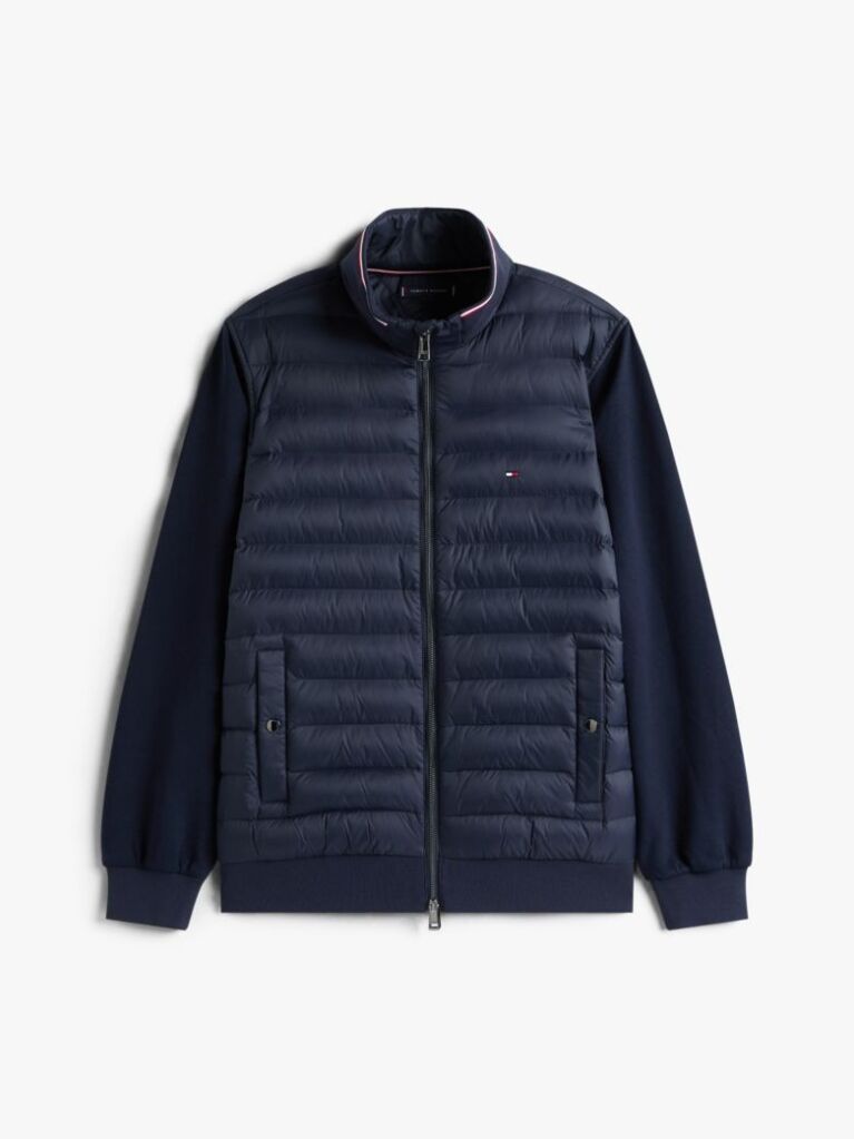 Blue Mixed Texture Quilted Zip-Thru Sweatshirt  Men
