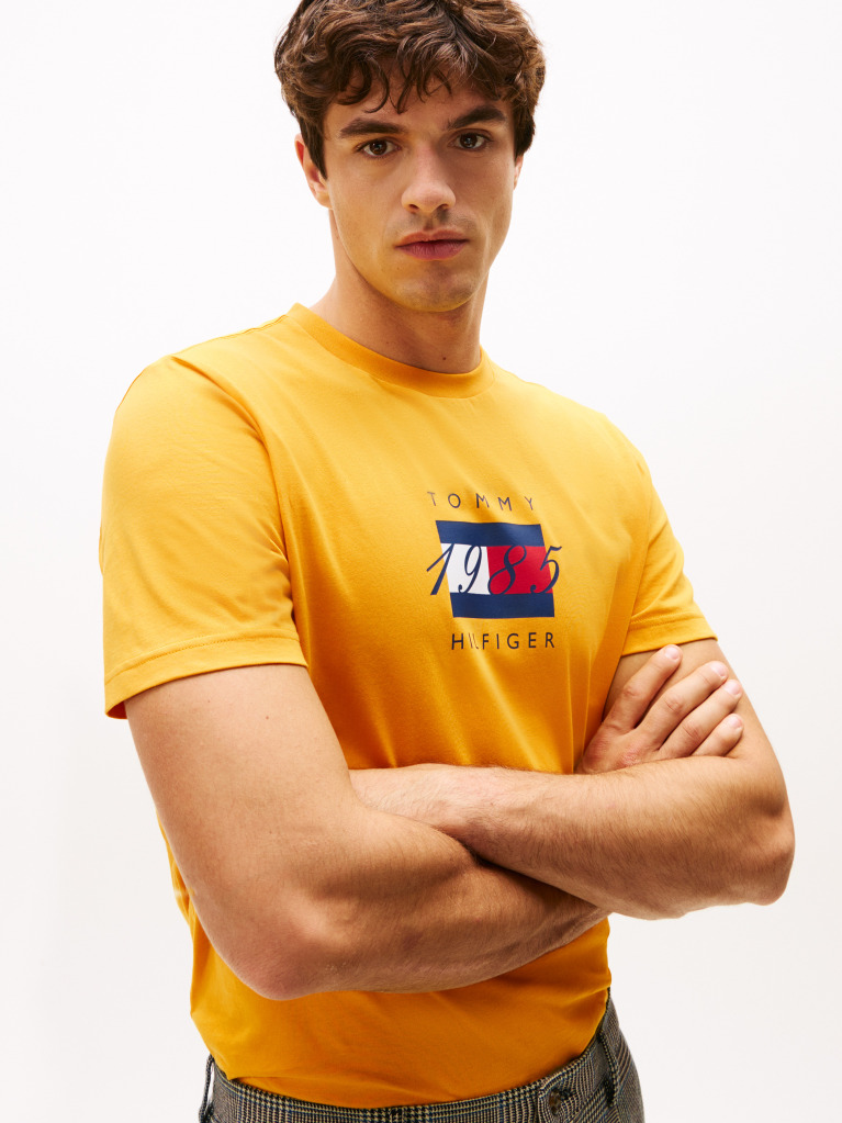 Κίτρινο Jersey T-Shirt Με Σημαία  Άνδρες