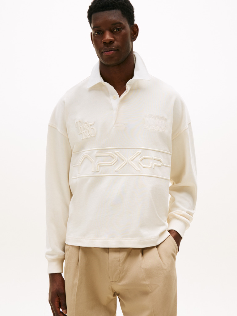 Beige The APXGP Collection Relaxed Tonal Embroidery Rugby Shirt  Men