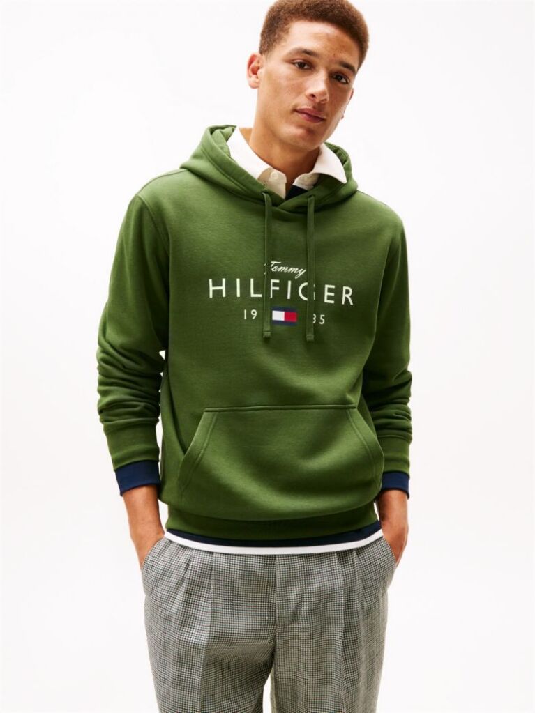Green Logo Graphic Flex Fleece Hoody  Men