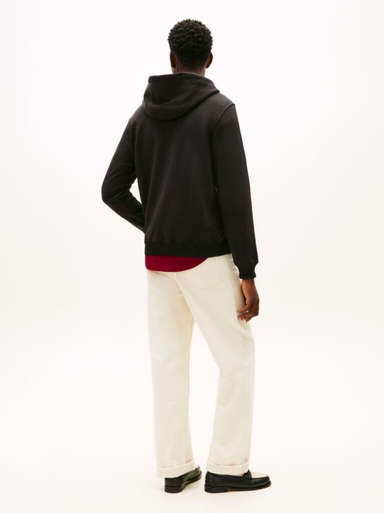 Black Graphic Terry Drawstring Hoody  Men