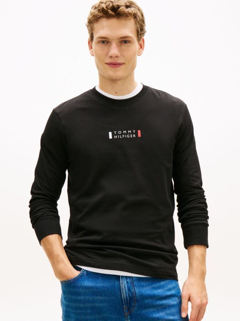 Black Logo Jersey Long Sleeve T-Shirt  Men