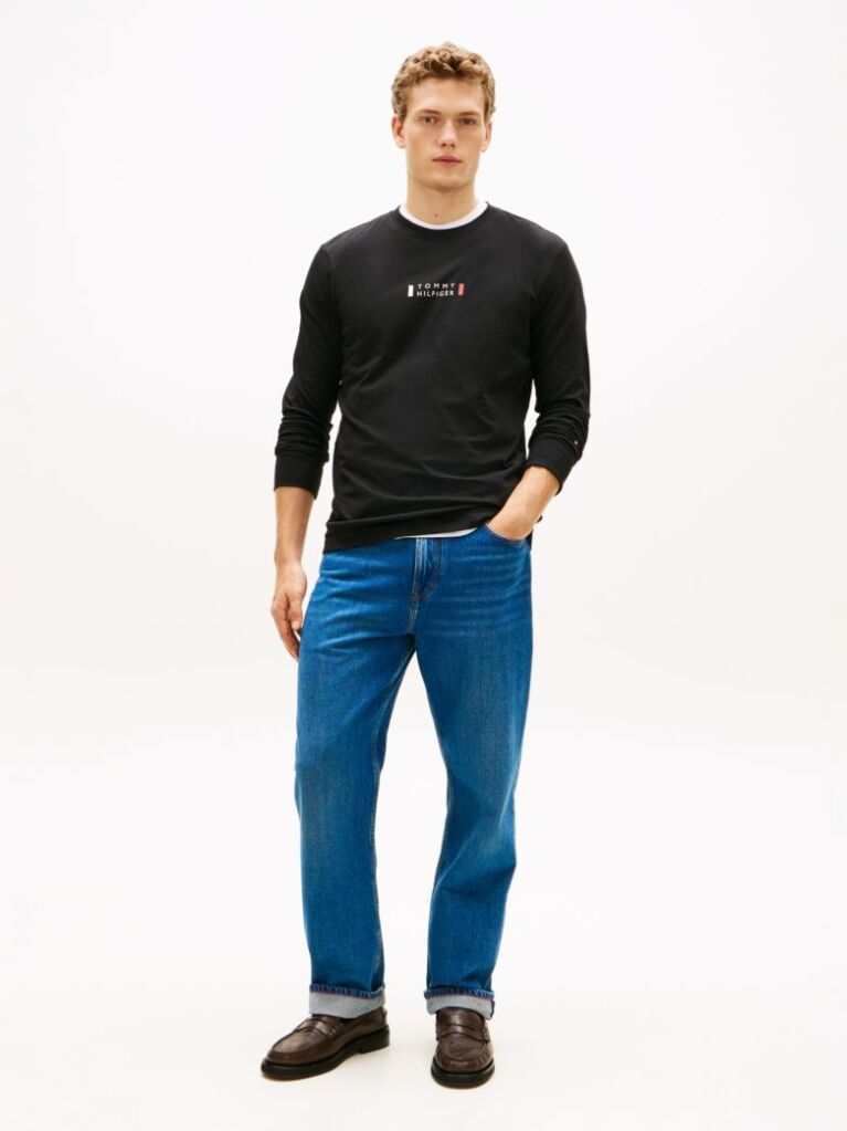 Black Logo Jersey Long Sleeve T-Shirt  Men