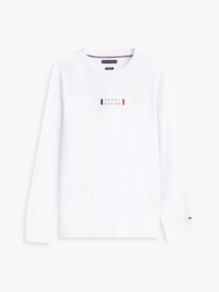 White Logo Jersey Long Sleeve T-Shirt  Men