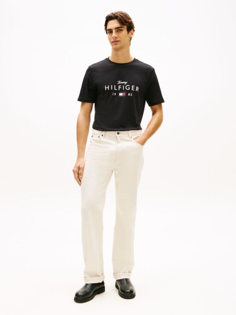 Μαύρο T-Shirt Με Λογότυπο Και Στρογγυλή Λαιμόκοψη  Άνδρες