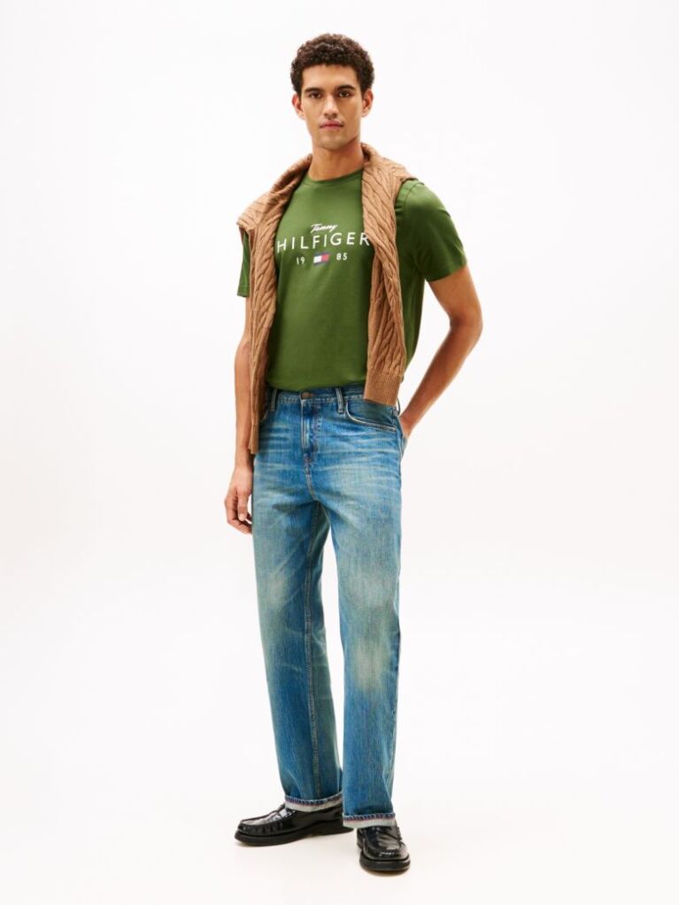 Green Logo Graphic Jersey Crew Neck T-Shirt  Men
