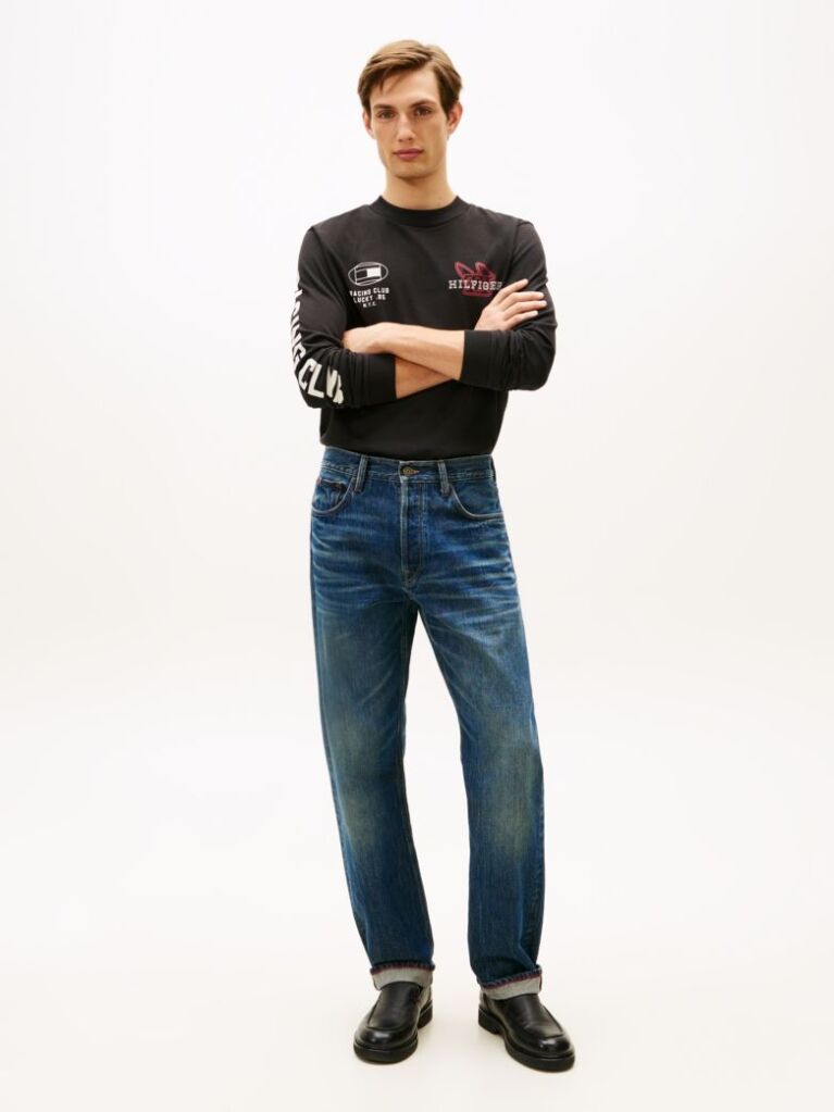 Black Graphic Jersey Long Sleeve T-Shirt  Men