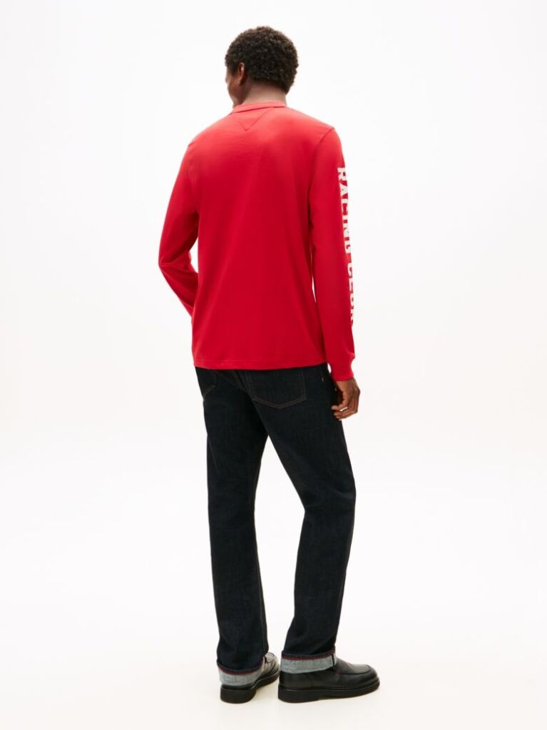 Red Graphic Jersey Long Sleeve T-Shirt  Men