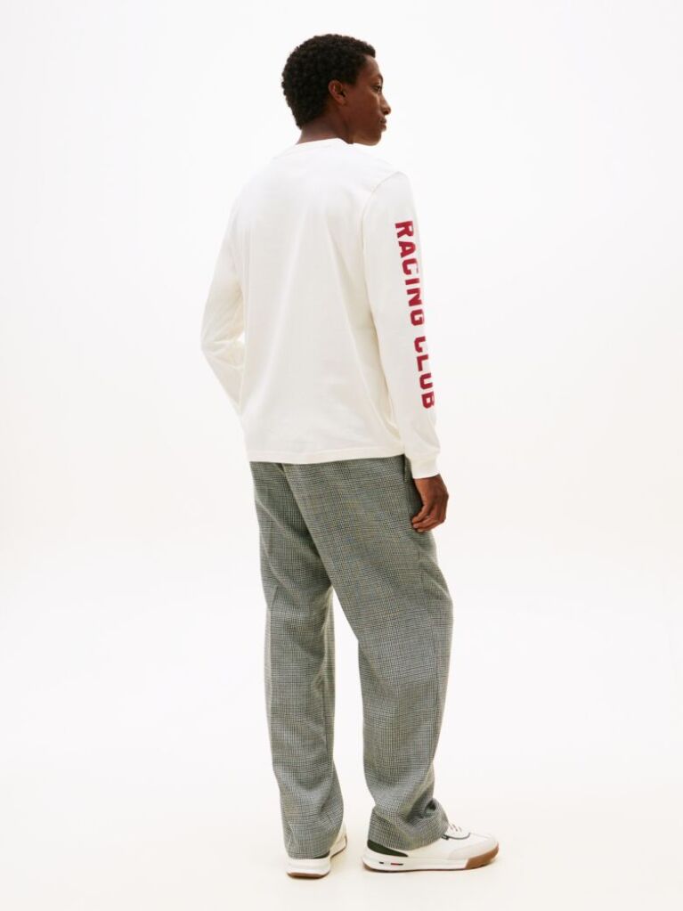 Beige Graphic Jersey Long Sleeve T-Shirt  Men
