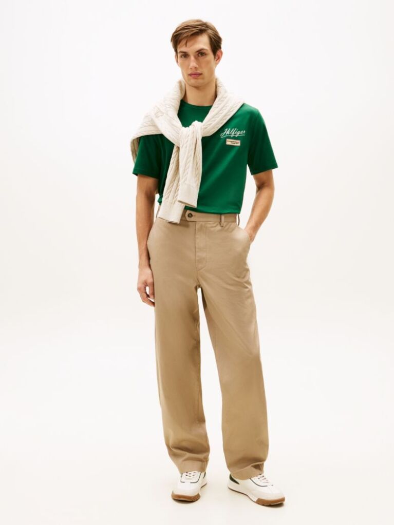 Green Textured Logo Crew Neck T-Shirt  Men
