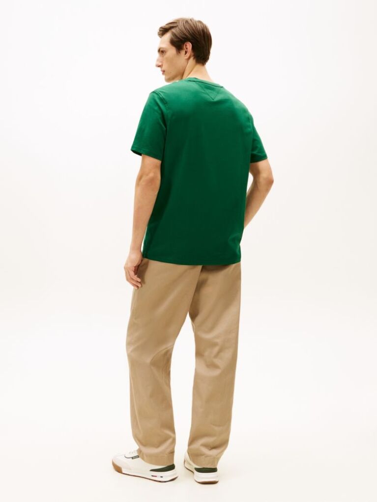 Green Textured Logo Crew Neck T-Shirt  Men