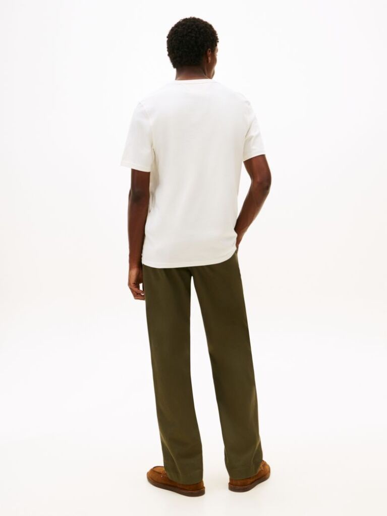 Beige Textured Logo Crew Neck T-Shirt  Men