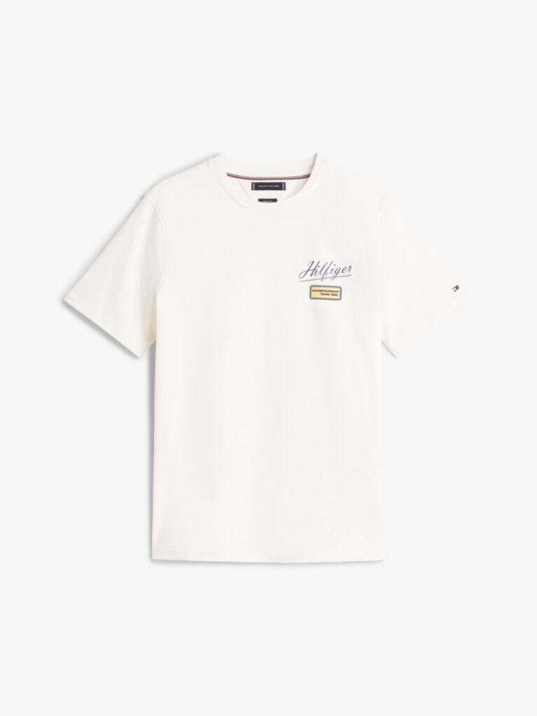 Beige Textured Logo Crew Neck T-Shirt  Men