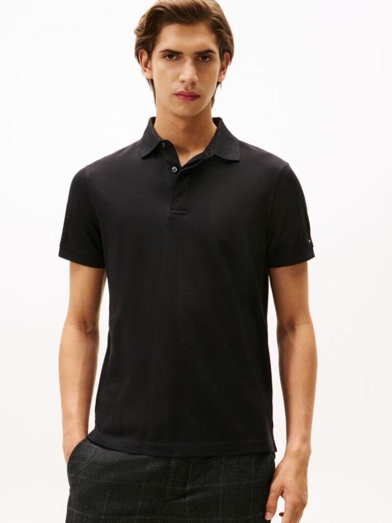 Black Regular Fit Concealed Placket Polo Shirt  Men