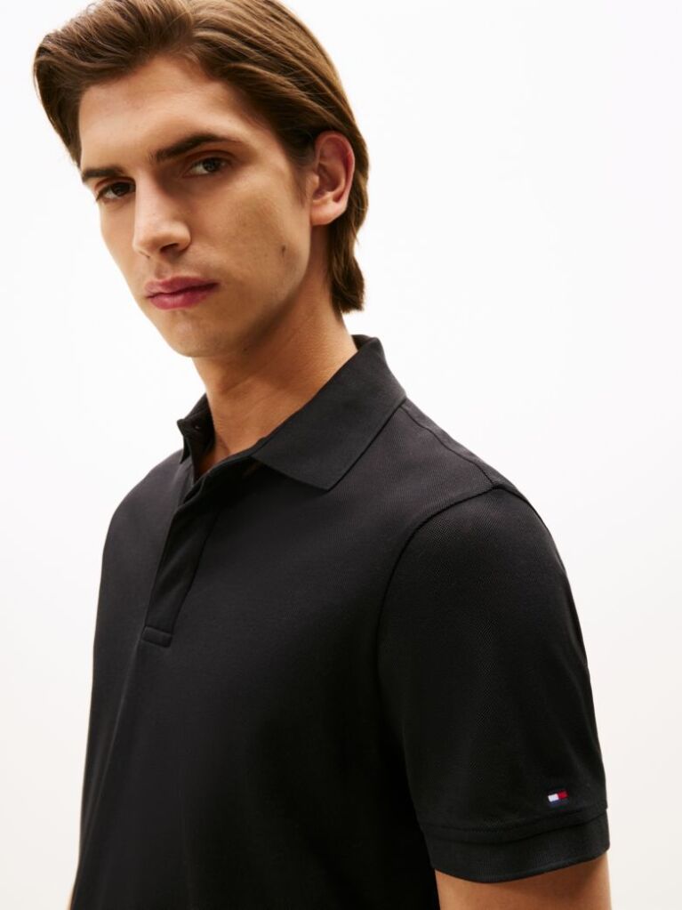 Black Regular Fit Concealed Placket Polo Shirt  Men