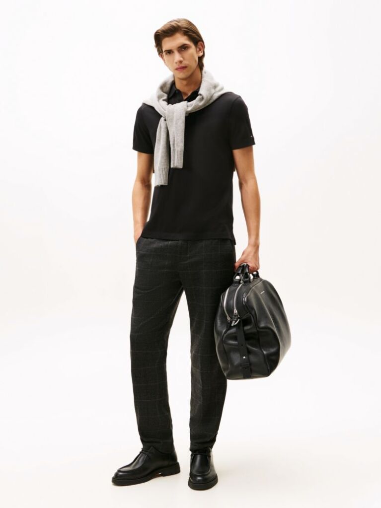 Black Regular Fit Concealed Placket Polo Shirt  Men