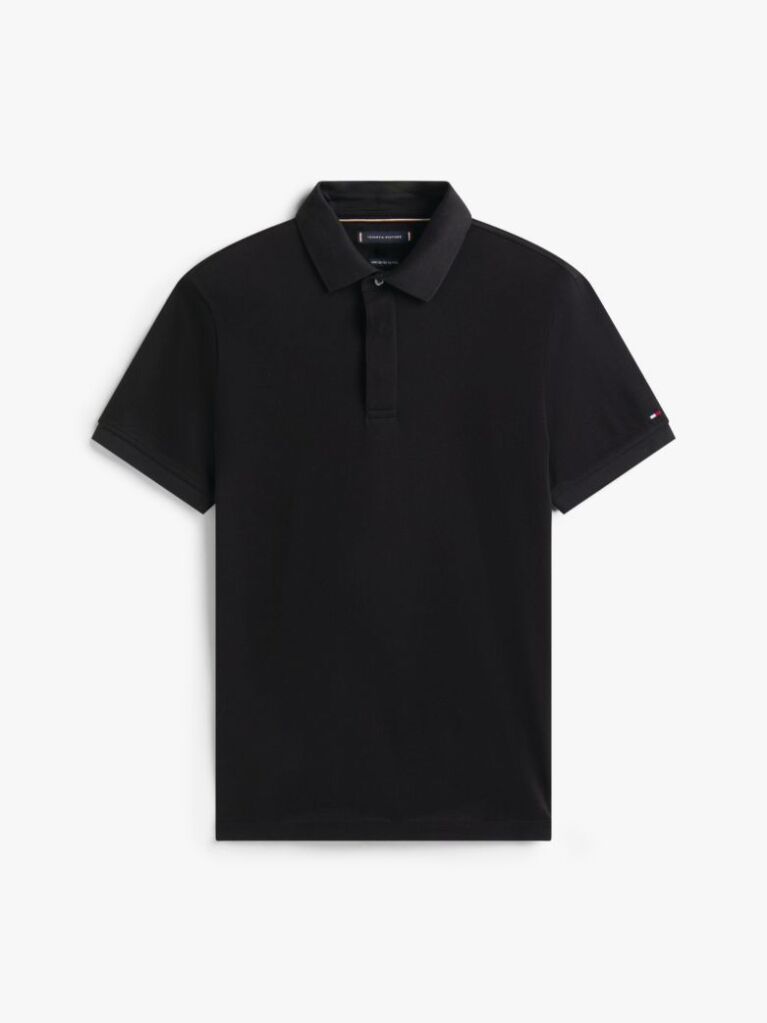 Black Regular Fit Concealed Placket Polo Shirt  Men