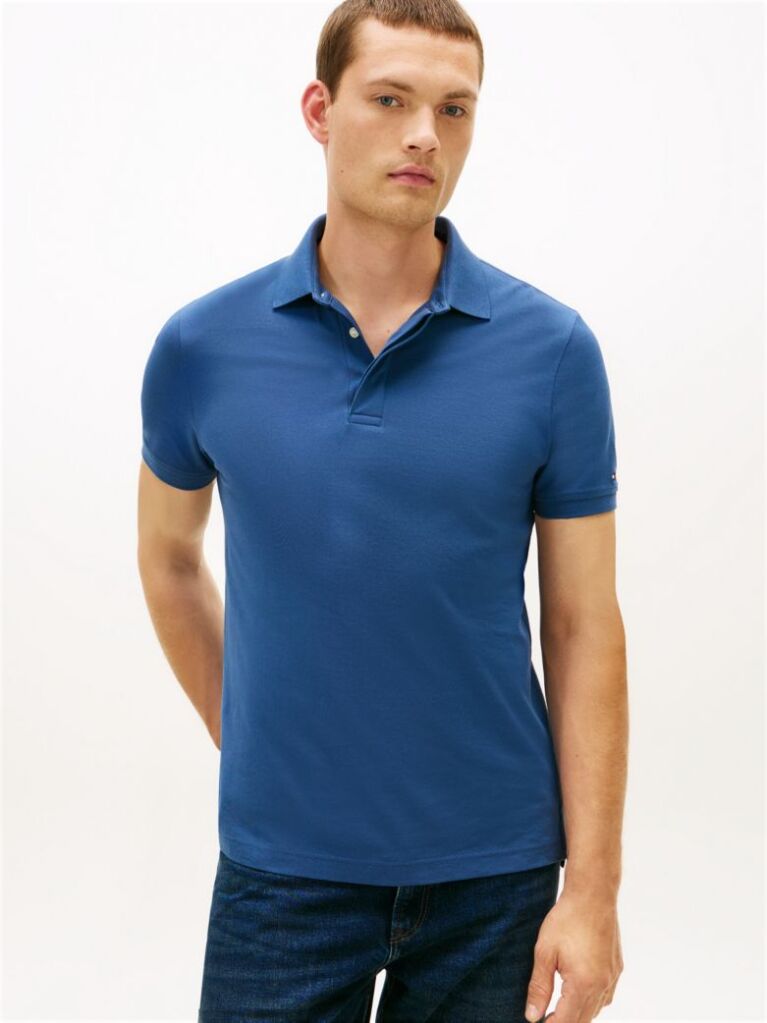 Blue Regular Fit Concealed Placket Polo Shirt  Men