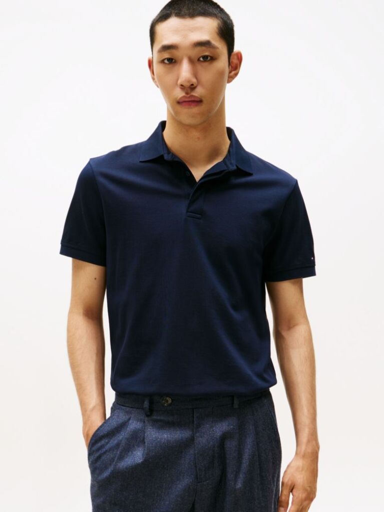 Blue Regular Fit Concealed Placket Polo Shirt  Men
