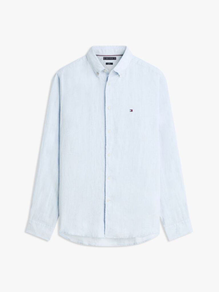 Μπλε Λινό Πουκάμισο Σε Κανονική Γραμμή  Άνδρες