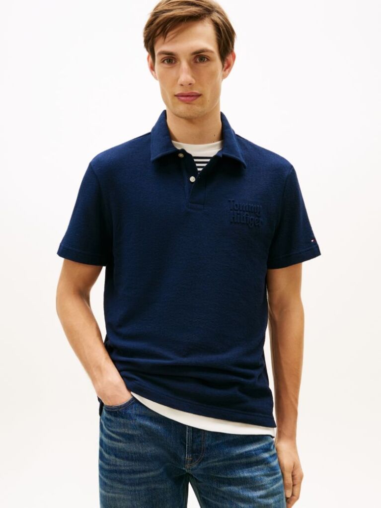 Blue Regular Fit Logo Polo Shirt  Men