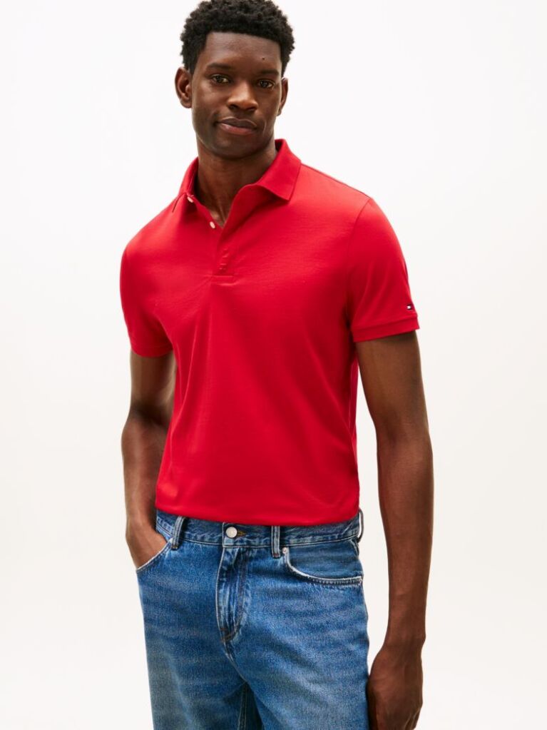 Red Regular Fit Concealed Plaquet Polo Shirt  Men