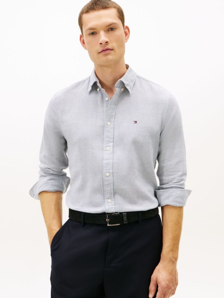Blue Regular Fit Dobby Shirt  Men