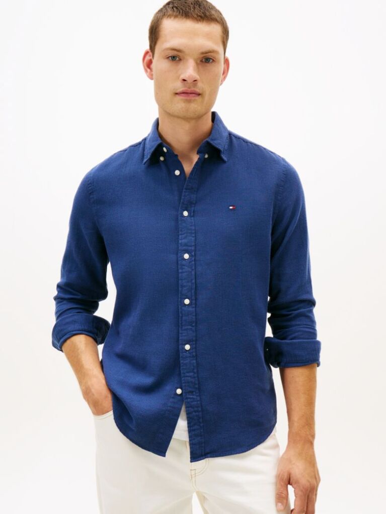 Blue Regular Fit Dobby Shirt  Men