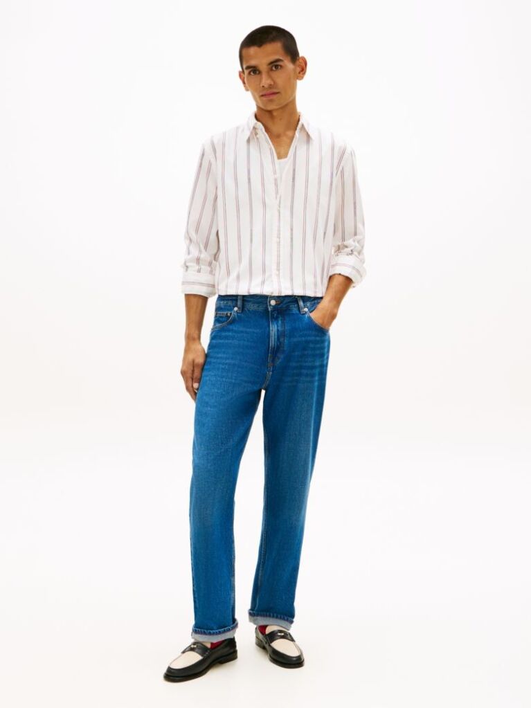 Multi Regular Fit Logo Pinstripe Jacquard Shirt  Men