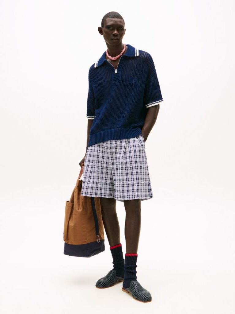 Blue The Runway Collection Regular Mesh Polo Shirt  Men