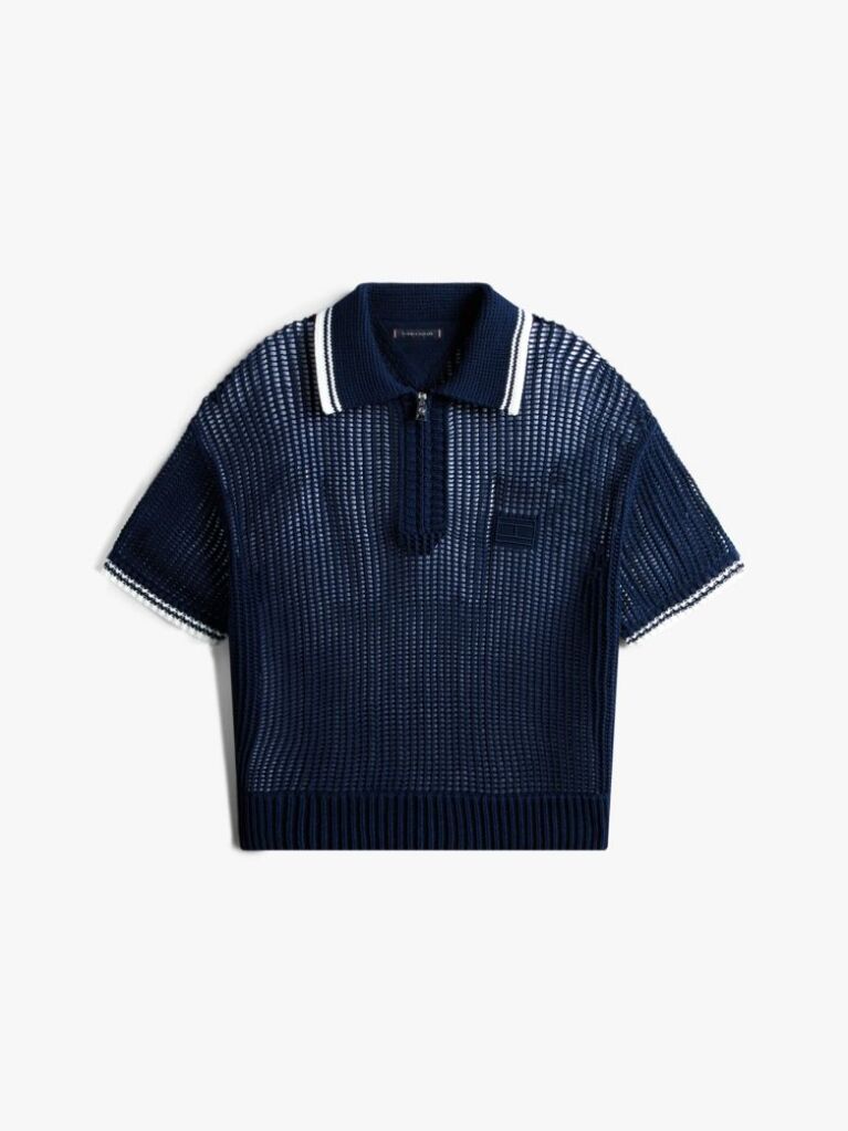 Blue The Runway Collection Regular Mesh Polo Shirt  Men
