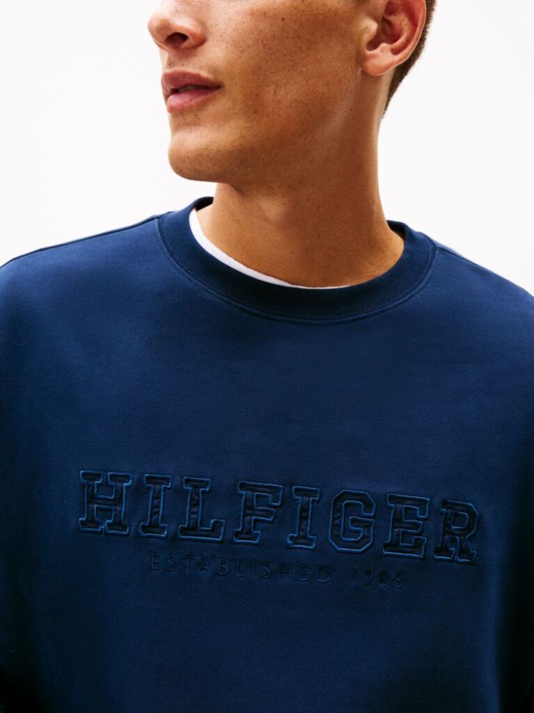 Blue Logo Terry Crew Neck Sweatshirt  Men