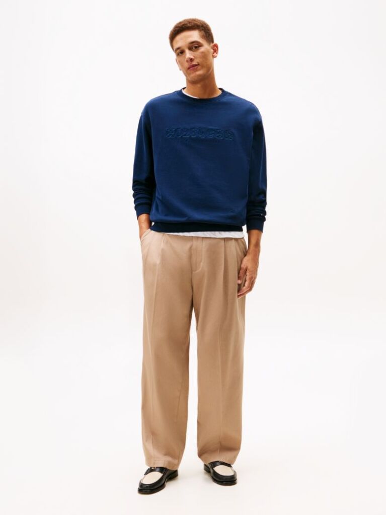 Blue Logo Terry Crew Neck Sweatshirt  Men