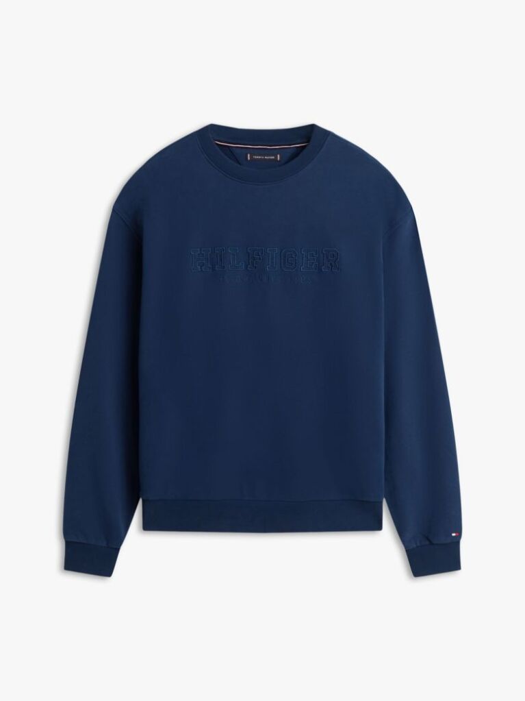 Blue Logo Terry Crew Neck Sweatshirt  Men