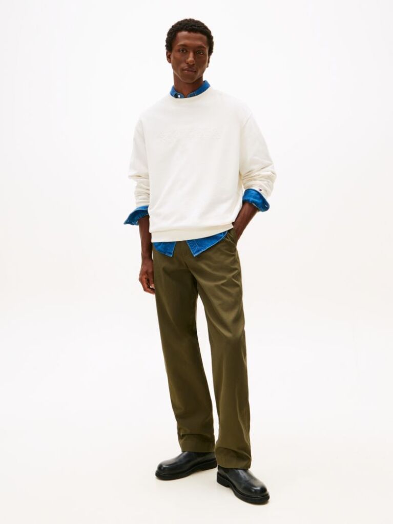 Beige Logo Terry Crew Neck Sweatshirt  Men